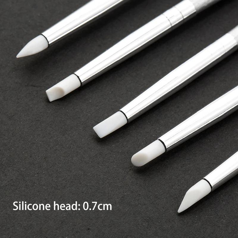 Brosse à ongles en Silicone, 5 pièces, Sculpture, gaufrage, poterie creuse, Sculpture, Gel UV façonn
