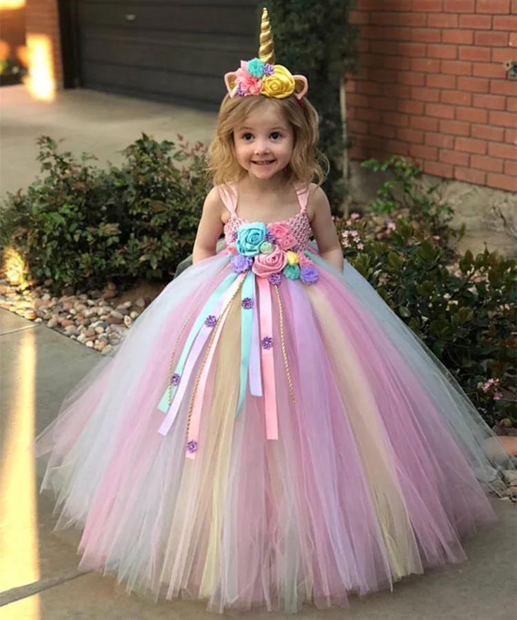 Robe tutu pastel Nairobi Orn pour filles, robe de Rhà bretelles en tulle au crochet pour enfants ave