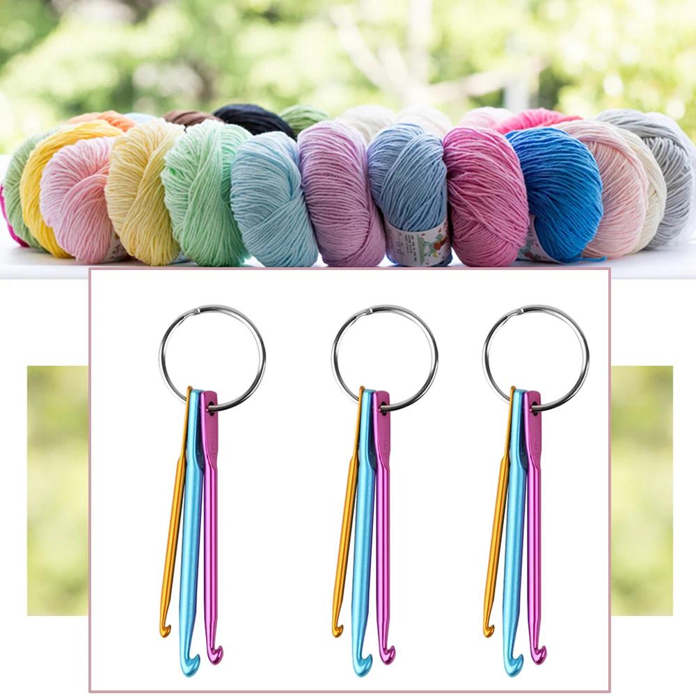 Mini porte-clés en aluminium, Crochet, bricolage, outils d'artisanat multicolores, aiguilles à trico
