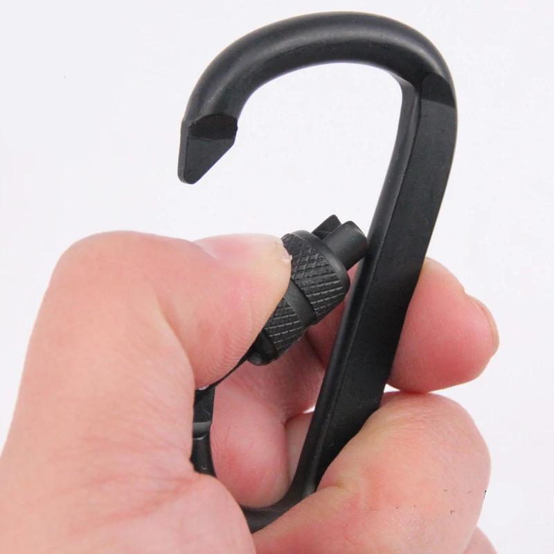 Mousqueton en alliage d'aluminium noir, anneau en D, Clip de porte-clés de Camping, mousqueton, Kit