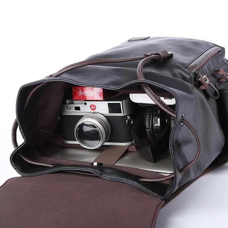MOYYI grand sac à dos de voyage en cuir étanche à rabat hommes femmes adolescents collège étudiant s