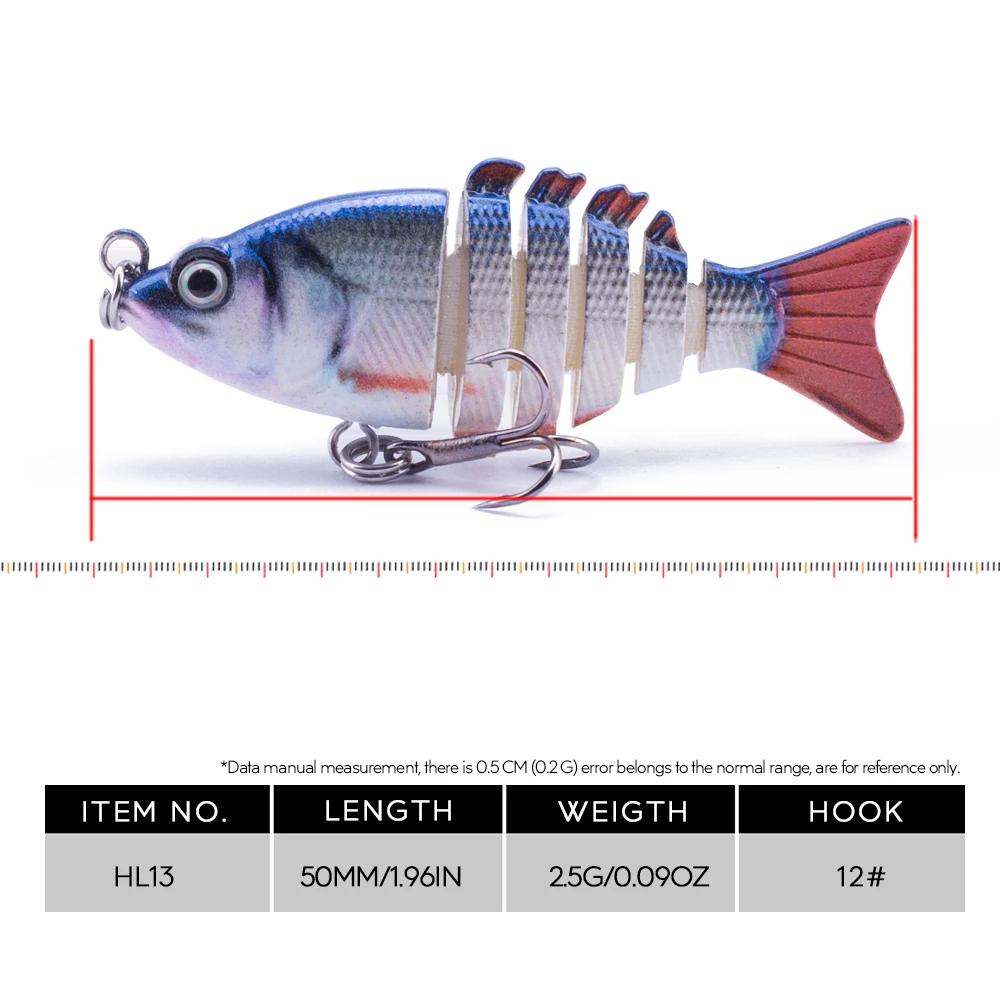 Ensemble de leurres de pêche multi-articulés miniatures 5cm/2.5g, 6 segments, appât flexible, crankb