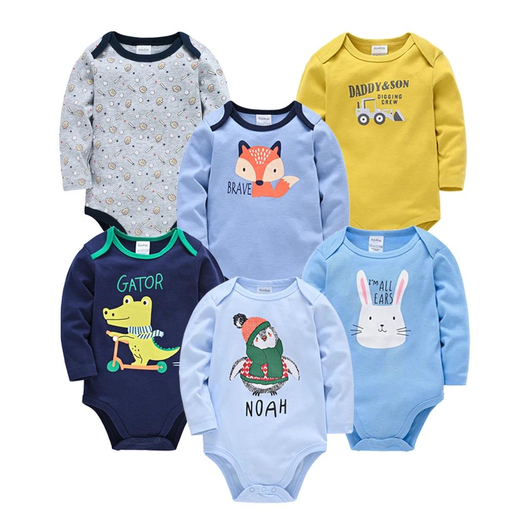 Kavkas bébé garçons filles Body 6 pièces 3 pièces à manches longues 100% coton bébé vêtements 0-12 m