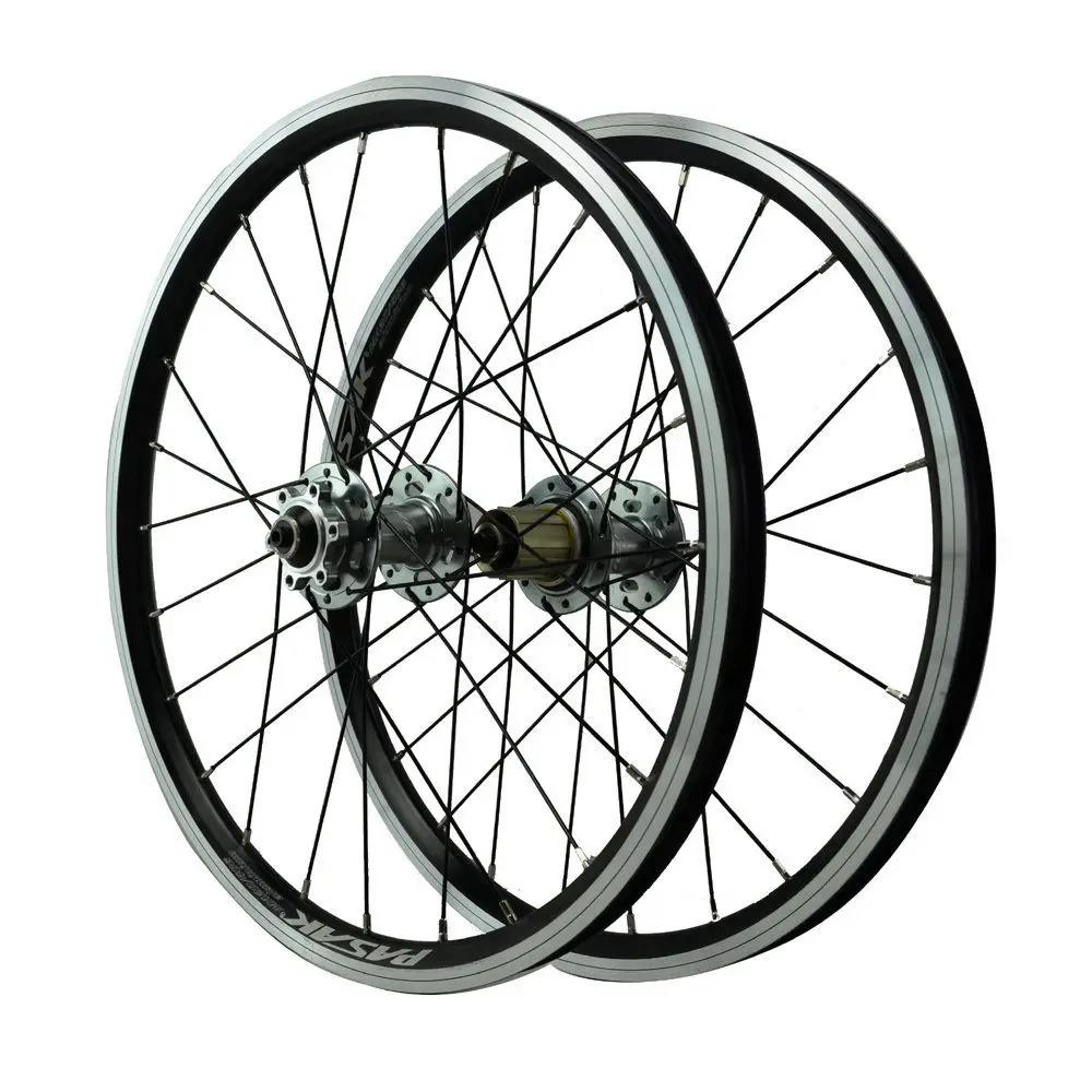 Paire de roues de vélo pliant, frein à disque, frein à jante en V, 24H, valve AV, moyeux à roulement