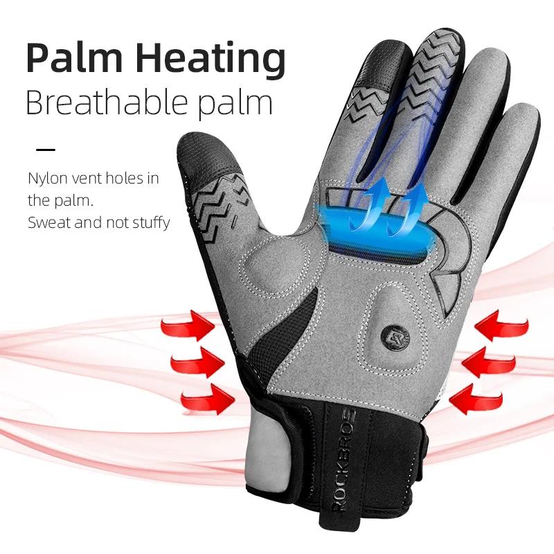 Gants vélo chauffants ROCKBROS SBR écran tactile USB coupe-vent hiver moto e-bike hommes femmes