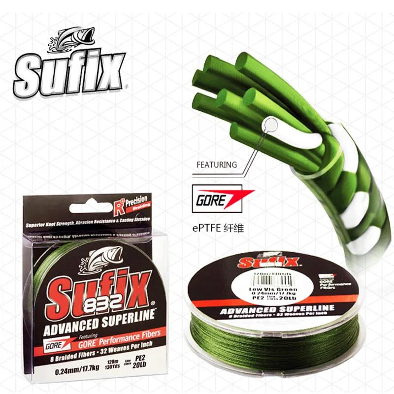 Ligne de pêche Sufix 832 8X tresse 120m/250m multifilament 8 tresses carpe 13-86LB super forte