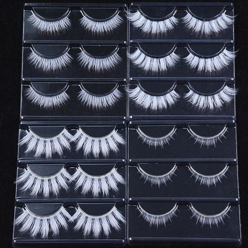 3 paires de faux cils blancs en dentelle moelleuse, colorés, en soie végétalienne, pour poupée, Cosp