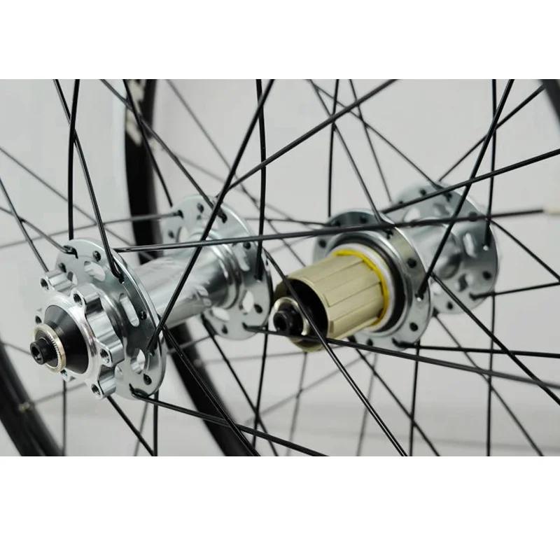 Paire de roues de vélo pliant, frein à disque, frein à jante en V, 24H, valve AV, moyeux à roulement