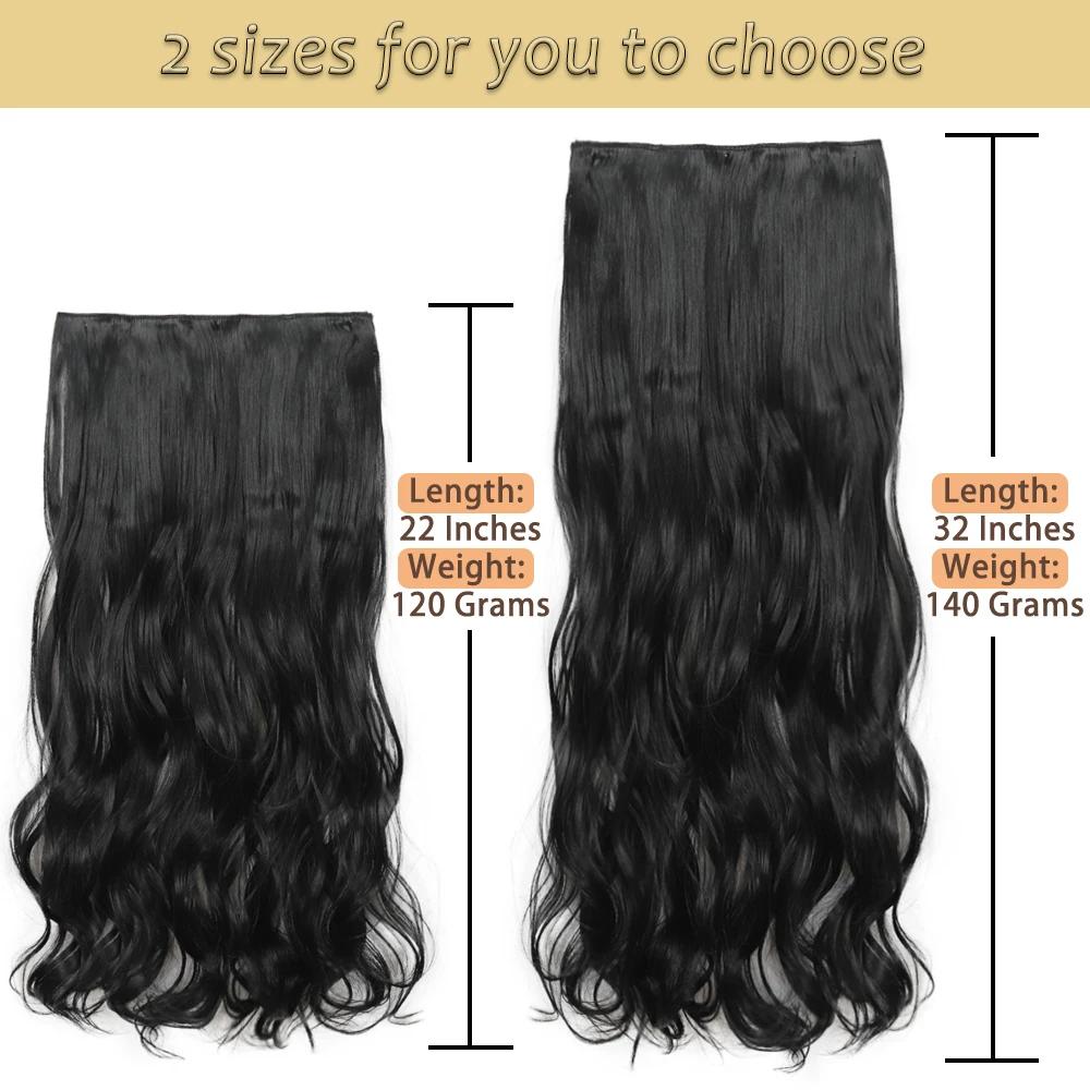 NICESY synthétique longue ondulée 5 Clips Extensions de cheveux 22 pouces/32 pouces pince sur Extens