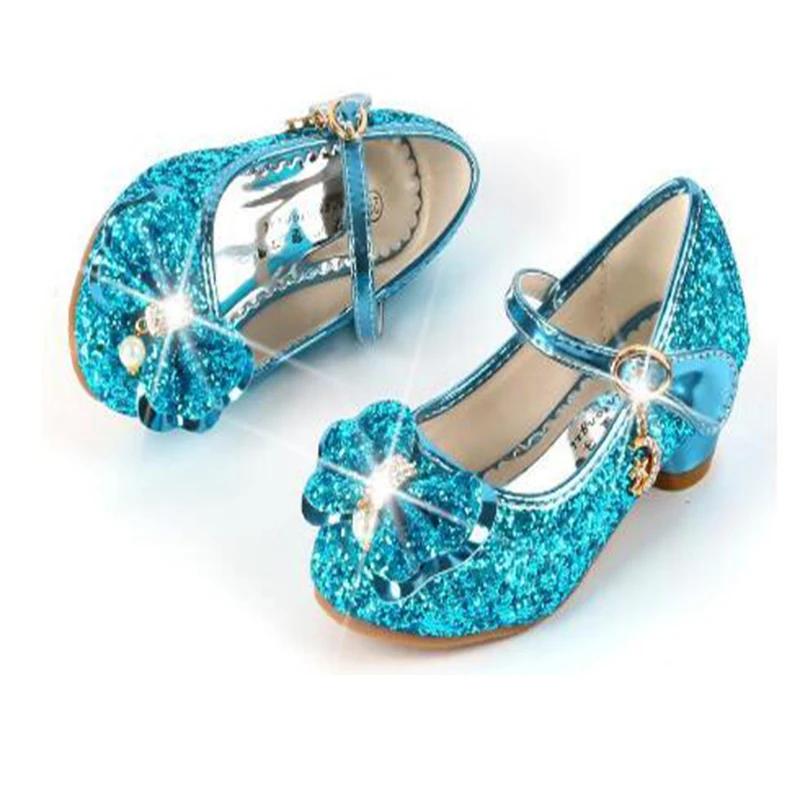 Chaussures princesse papillon en cuir pour enfants, chaussures à talons hauts avec nœud papillon en