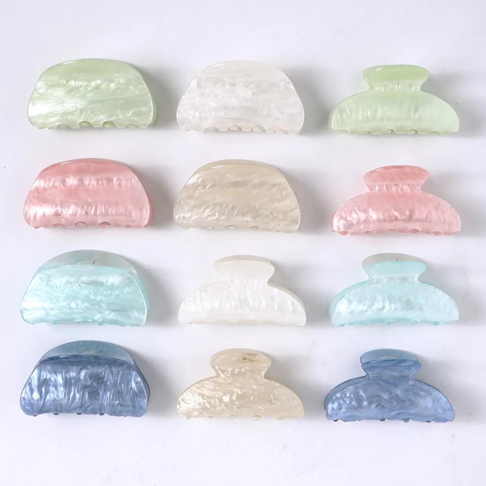 Pince à Cheveux en Acrylique à Rayures Marbrées pour Femme, Crabe, Griffes, Outil de Lavage, Accesso