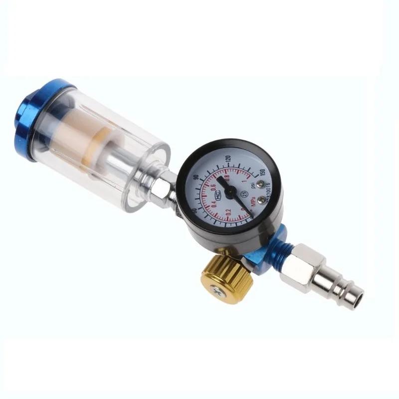 Jauge de régulateur d'air pour pistolet de pulvérisation + filtre piège à eau en ligne + adaptateur