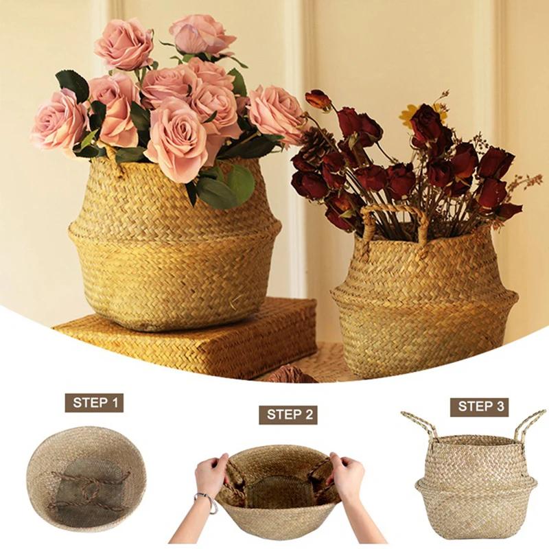 Zerolife panier en osier d'algues rotin suspendu Pot de fleur panier de vêtements sales panier de ra