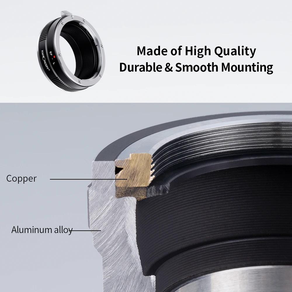 Adaptateur de monture d'objectif K&F CONCEPT EOS-L pour objectif Canon (EF/EF-S) vers boîtier d'appa