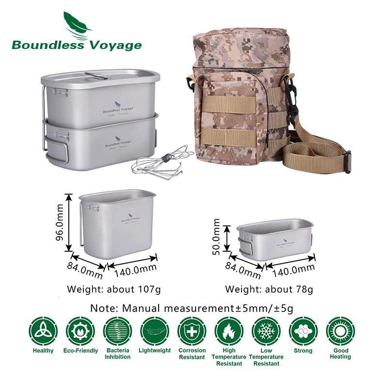 Marmite de Camping en titane avec sac de Camouflage, sans limite, en forme de rein, avec couvercle e