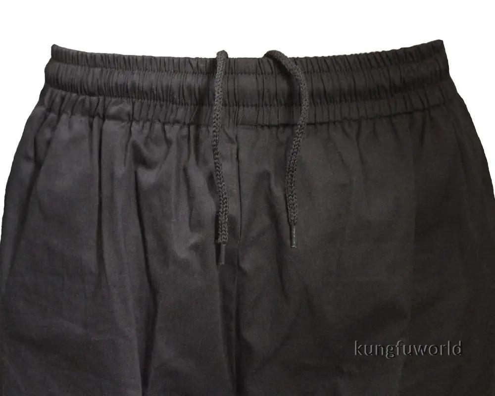 Pantalon en sergé de coton noir Chenjiagou pour Tai Chi, Kung Fu, Wushu, arts martiaux, Wing Chun, Q