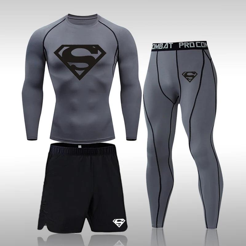 Ensemble compression MMA homme rashguard survêtement musculation vêtements sport trempés