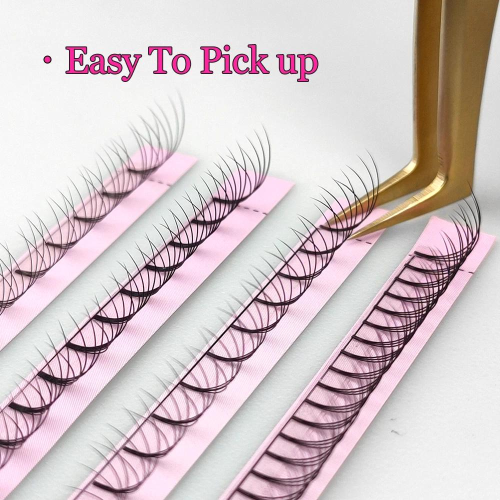 ABONNIE Extensions de cils russes pré-faits en éventail à tige courte 3D/4D/5D/6D, extensions de cil