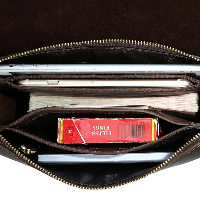 Grand portefeuille en cuir véritable pour homme, pocommuniste de jour, sac à main de style vintage,