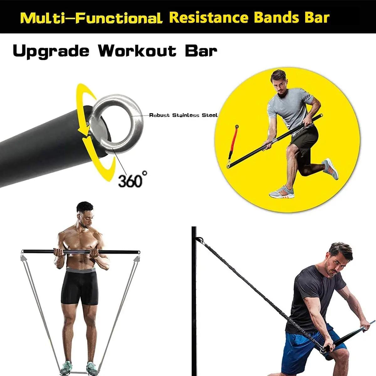Barre d'entraînement s'adapte à toutes les bandes de résistance avec clip bandes de résistance porta