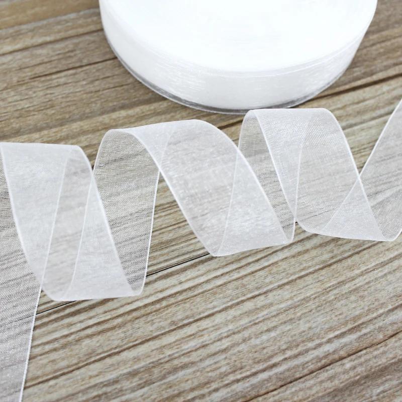 (50 yards/rouleau) rubans en Organza 12/15/20/25/40/50mm, vente en gros, emballage cadeau blanc, déc