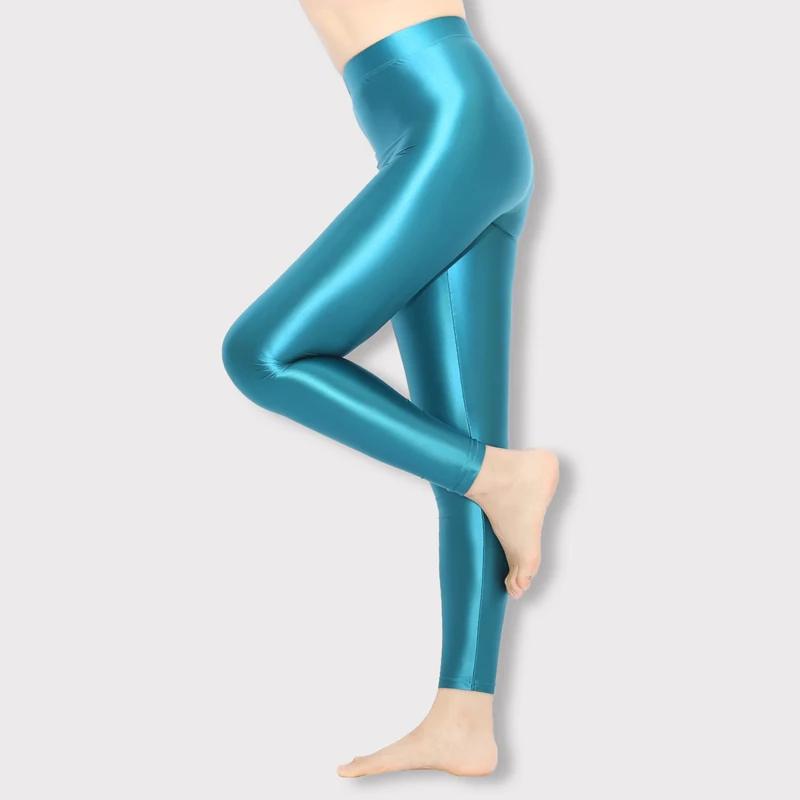 Pantalons de yoga satin brillant pour femmes - Leggings opaques taille haute style japonais sexy et confortables