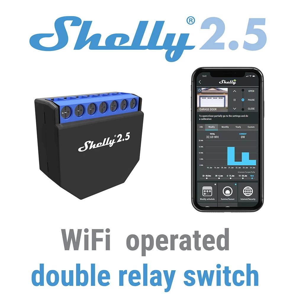 Shelly 2.5 maison intelligente Double relais WiFi interrupteur volet roulant Open Source sans fil po