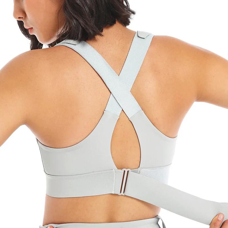 Soutien-gorge de sport femme - Brassière athlétique à fermeture frontale réglable antichoc