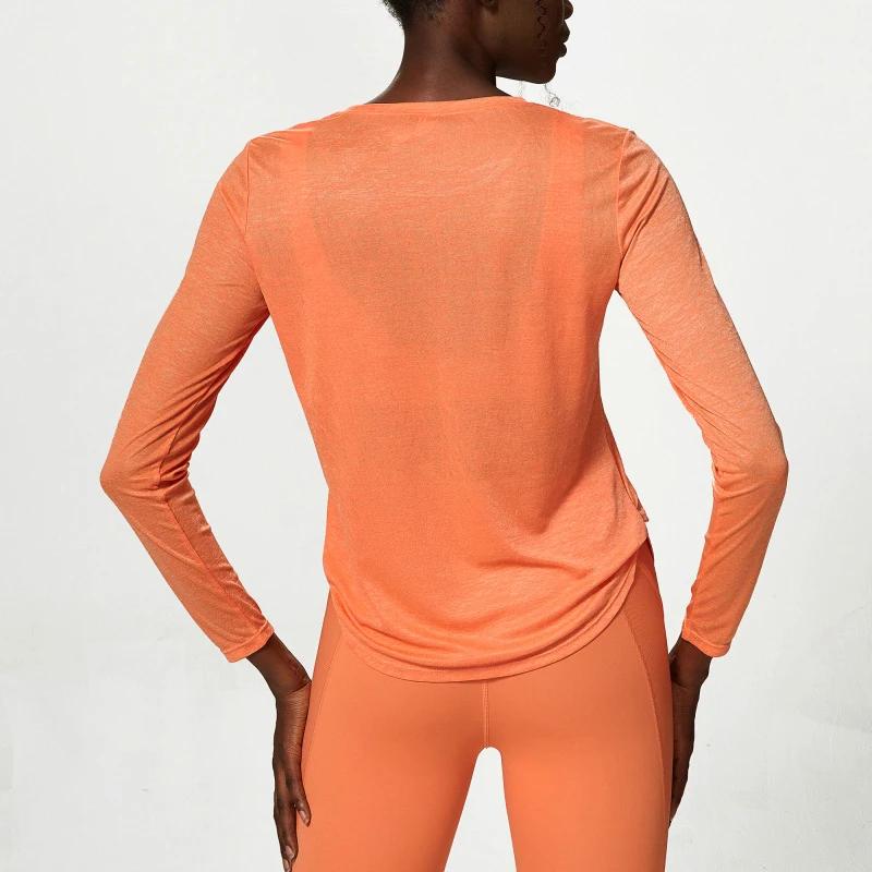 Chemise de Yoga à manches longues pour femmes, plissée sur le côté, ample, haut de gymnastique, resp