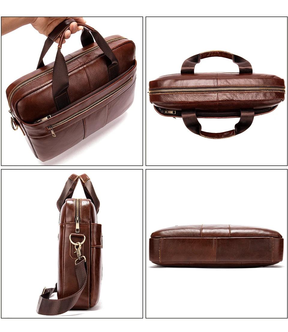 WESTAL – sac en cuir véritable pour hommes, sacoche pour ordinateur portable, mallette pour Document
