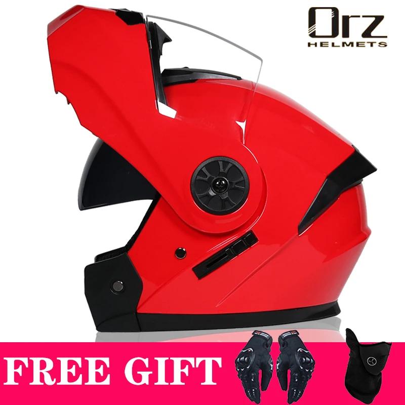 Casque de moto à rabat modulaire de sécurité approuvé DOT, Voyage Racing, double lentille, visière i
