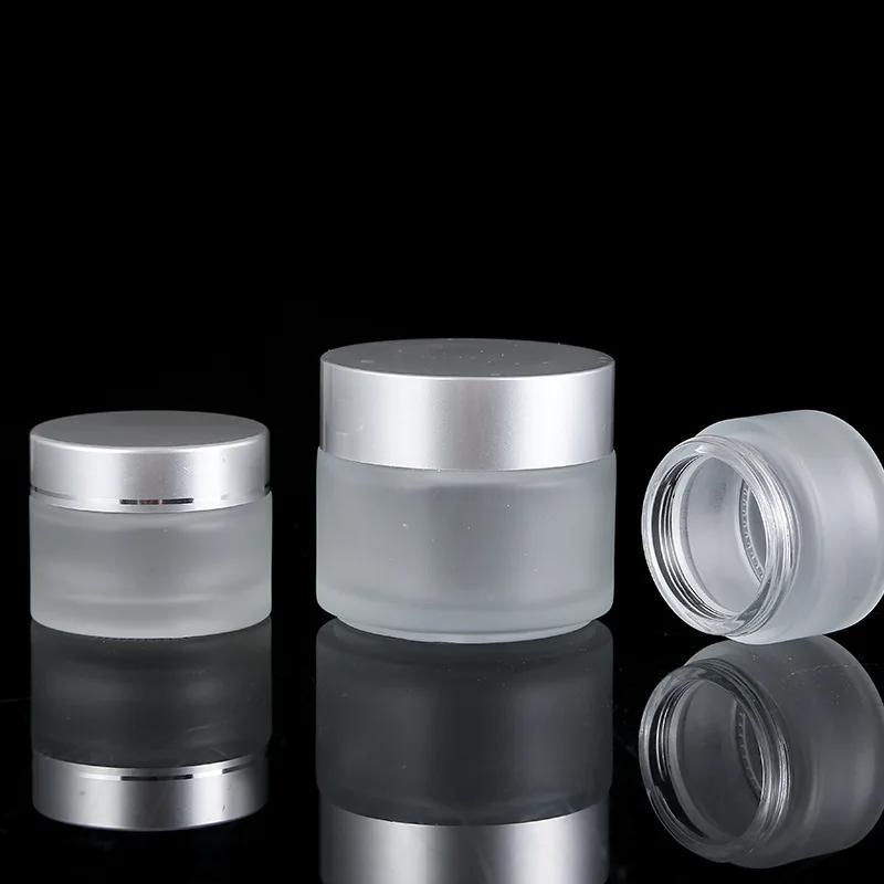 Bouteilles d'onguent rechargeables en verre givré, Pot cosmétique vide, conteneur de crème pour le v