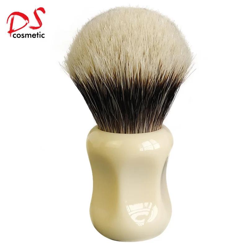 Dscosmetic – brosse de rasage à deux bandes de 26mm avec manche en résine ivoire, en mandchourie