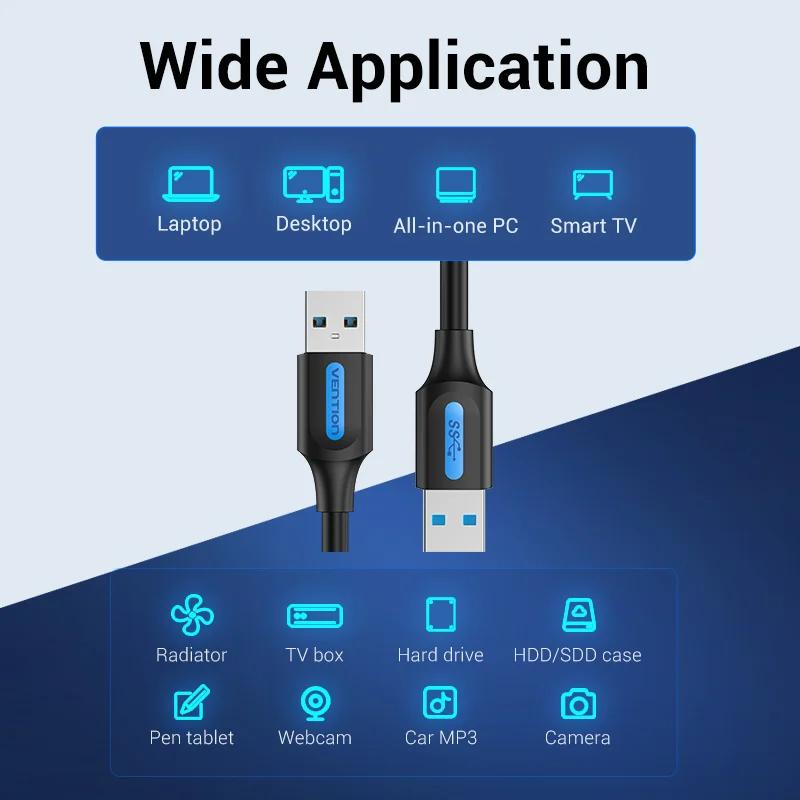 Vention – câble d'extension USB 3.0 mâle vers mâle, 3.0 2.0, pour disque dur, boîtier TV, ordinateur