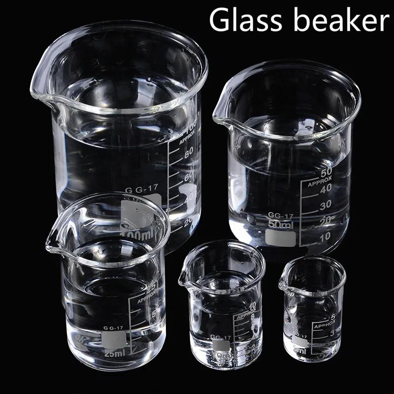 5 pièces/ensemble 5/10/25/50/100ml bécher en verre laboratoire tasse à mesurer verrerie pour école é