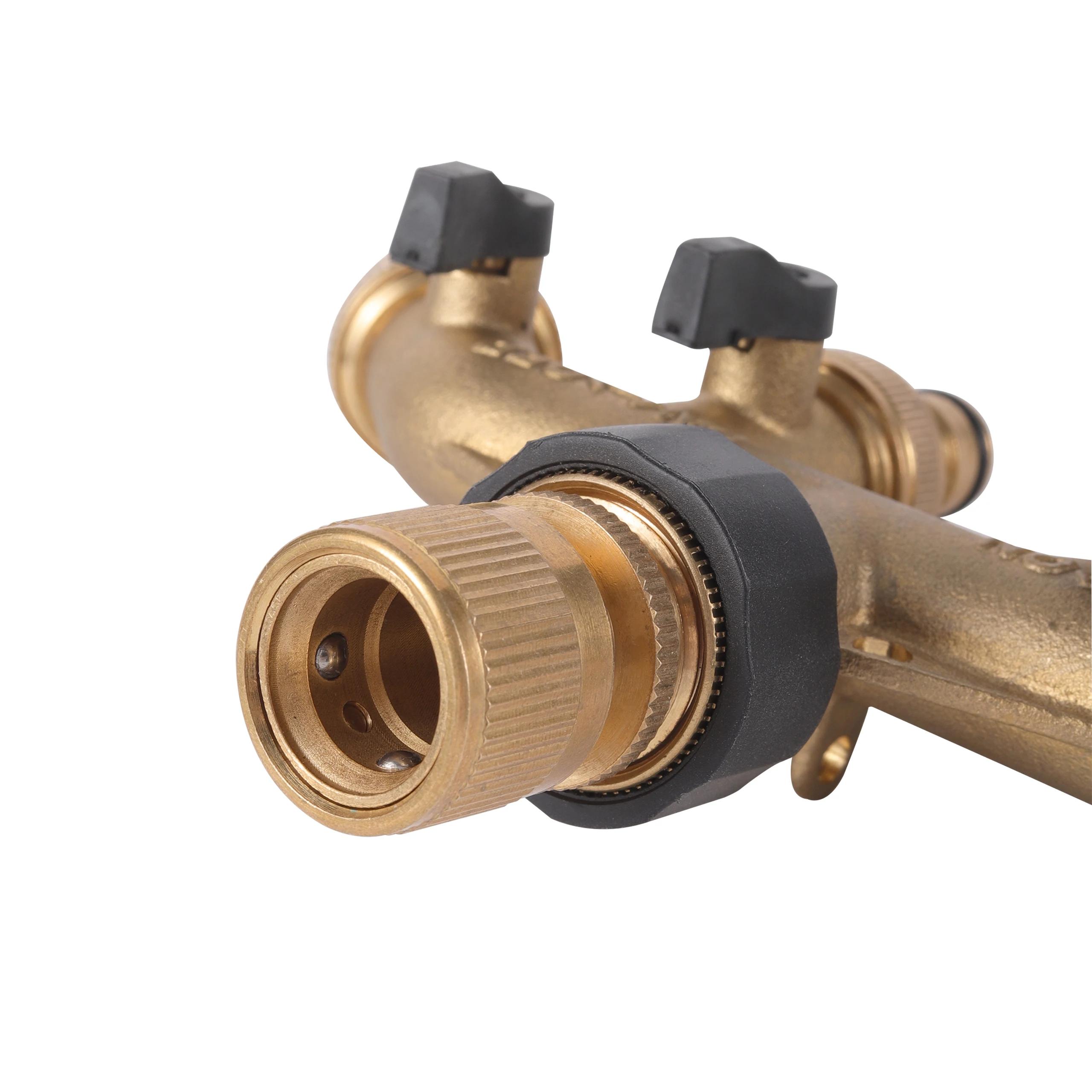 Mathiateur d'eau du robinet de jardin en laiton, filetage 3/4 ", 4 voies, séparateur de conduite d'e