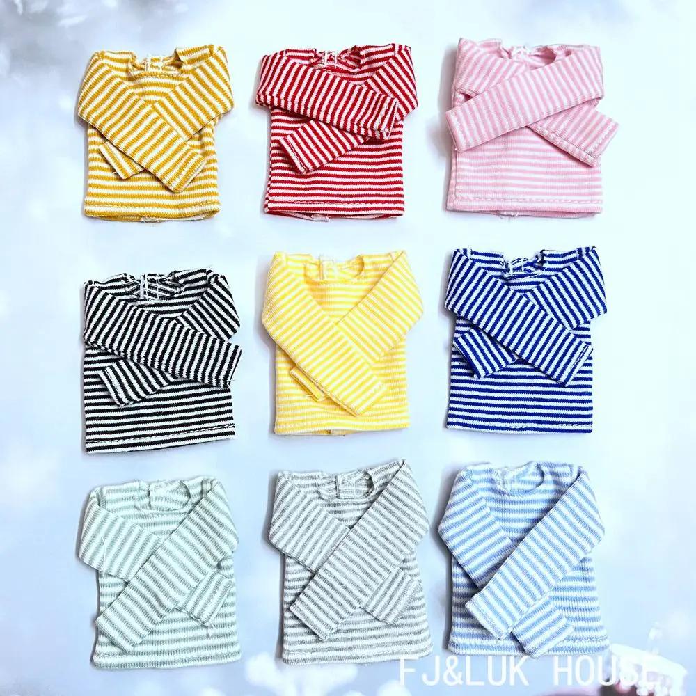 Blyth – T-shirt à manches longues et rayures en coton, vêtements pour poupées Pullip Blyth 1/6, acce