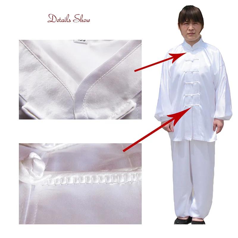 USHINE-Costumes de danse en satin pour enfants et adultes, chapelle Tai traditionnelle chinoise, uni