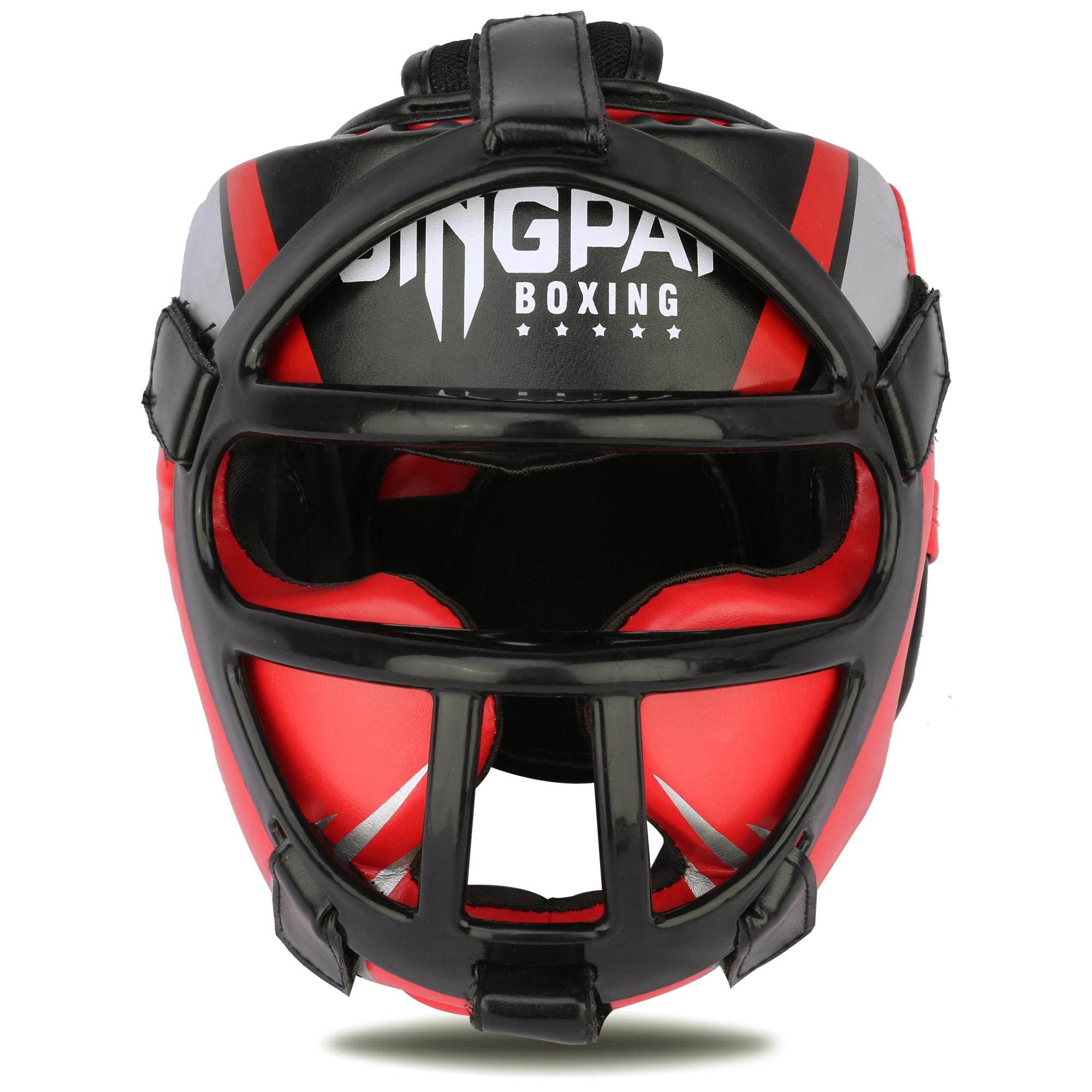 Casque de boxe en cuir PU entièrement couvert pour adultes et enfants, casque de compétition profess