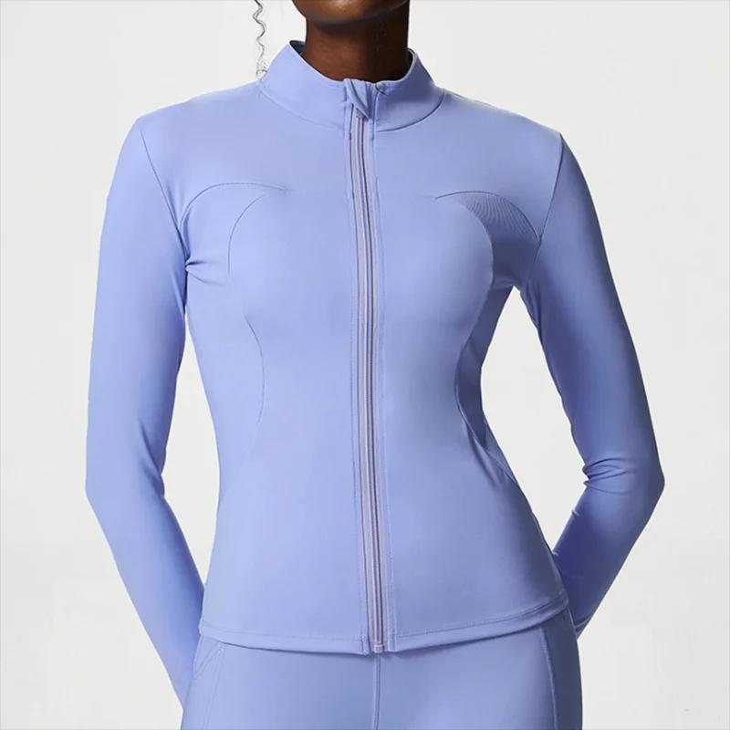 Chemise de sport femme ajustée manches longues avec trous pour pouces pour yoga et running