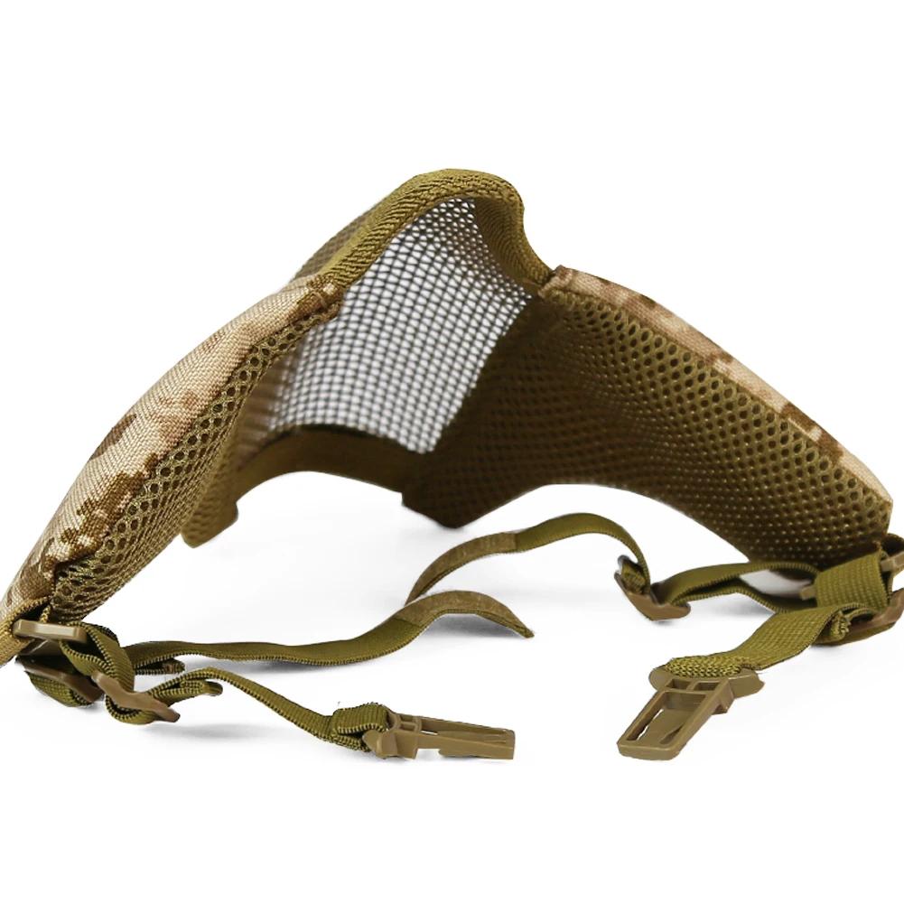 Masque tactique en maille d'acier, adaptable au casque FAST, pour la chasse et le tir, demi-masque