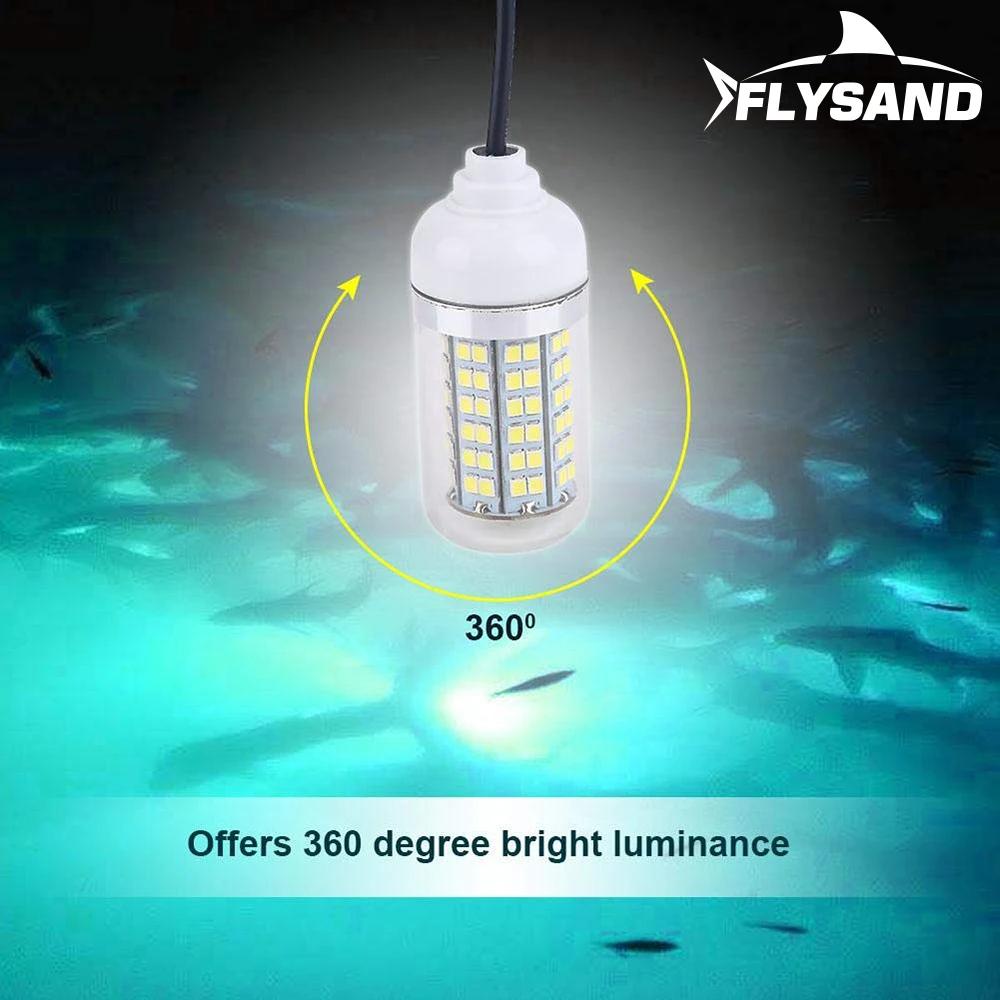 FLYSAND lampe sous-marine Ultra lumineuse 12V 15W 108 LED lumière de pêche de nuit IP68 étanche gout