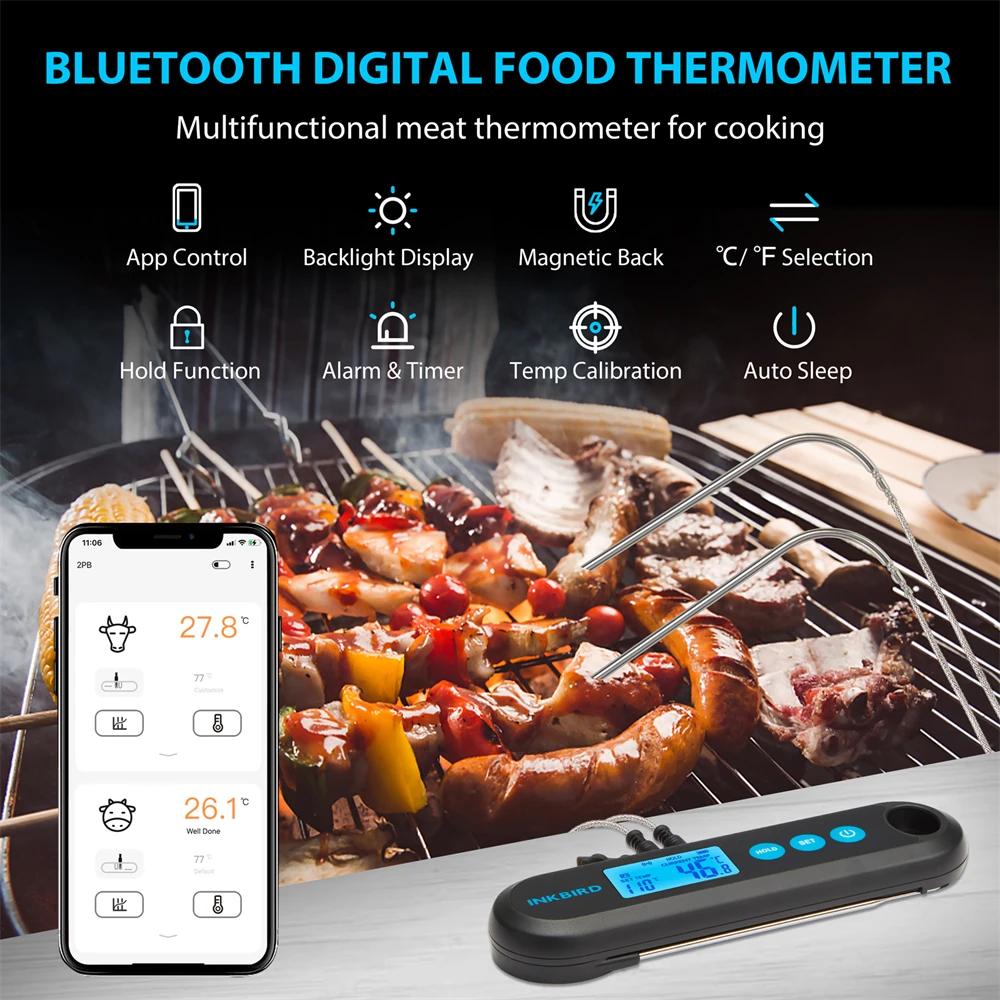 INKBIRD thermomètre à viande numérique avec 2 sondes externes affichage rétro-éclairé IHT-2PB lectur