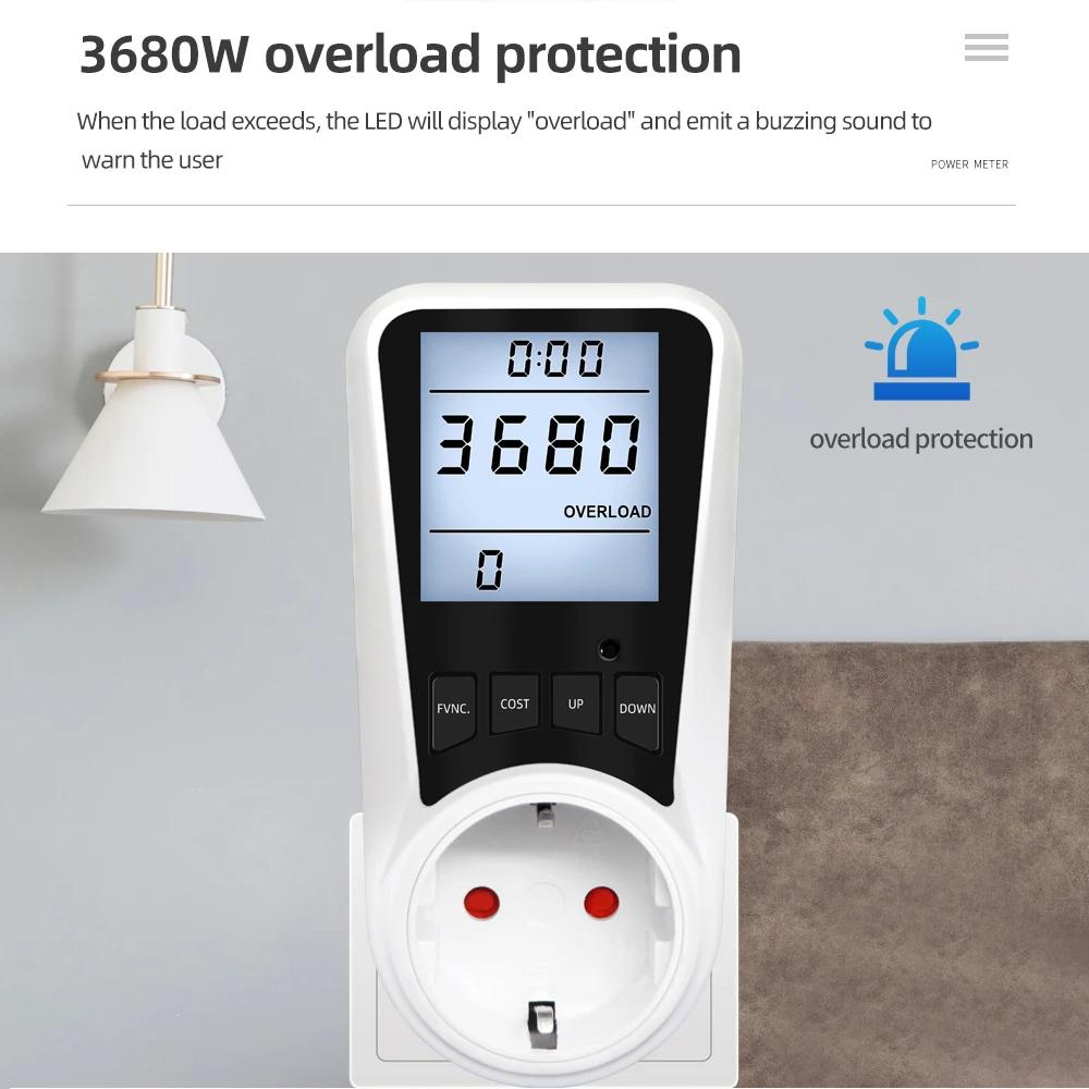 Wattmètre numérique 220V AC EU, compteur de puissance LCD, compteur de consommation électrique, pris