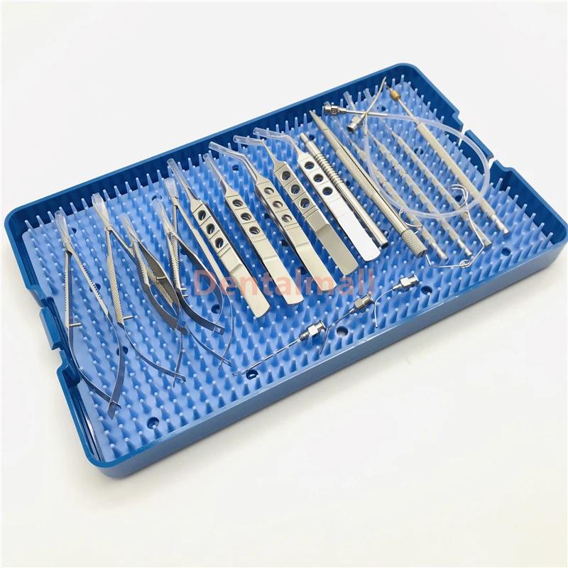 Instruments de micro danse avec boîte de plateau tertiaire, ensemble de cataracte oculaire, 21 pièce