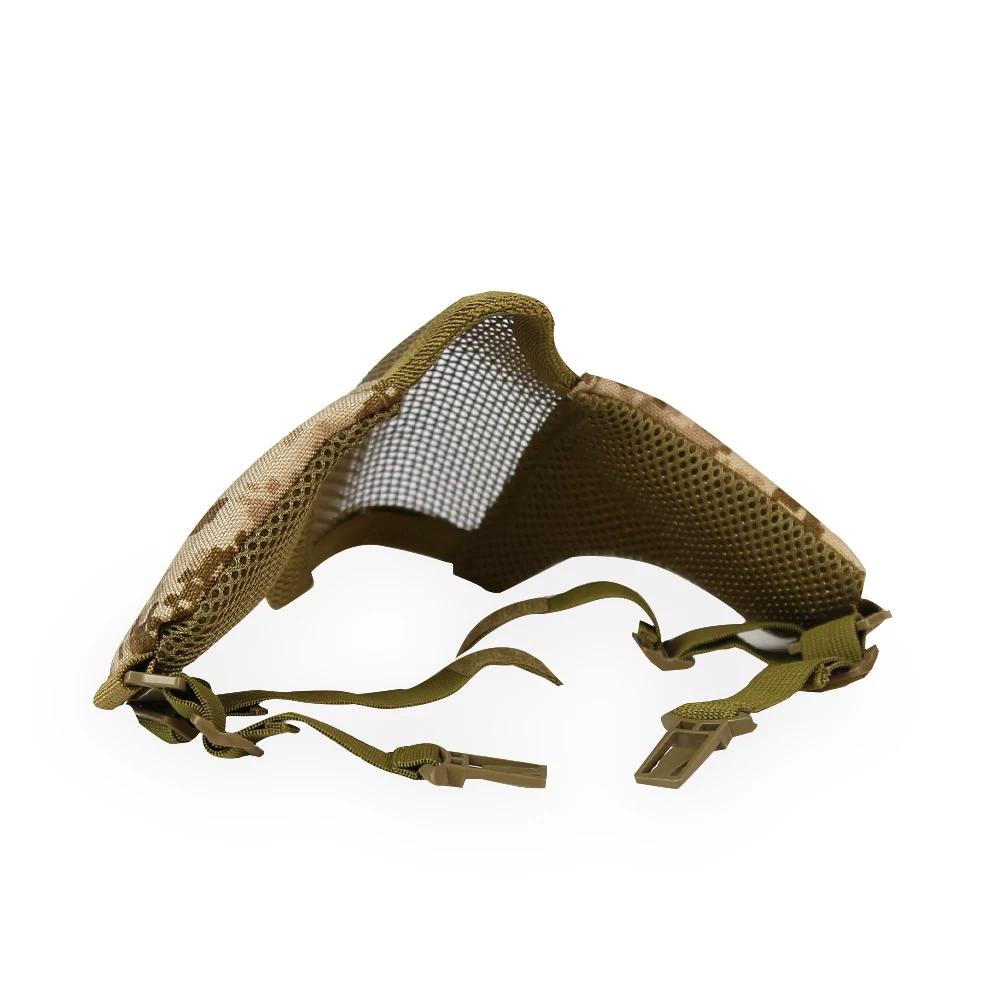 Masque tactique en maille d'acier, adaptable au casque FAST, pour la chasse et le tir, demi-masque