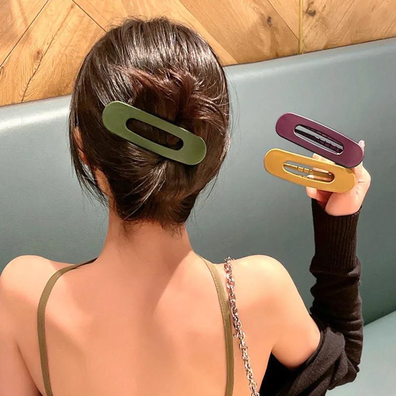 Grands pinces à cheveux givrées coréennes pour femmes et filles, accessoires de cheveux, couleur uni