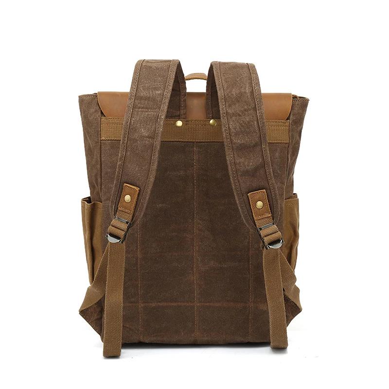 Hommes sac à dos voyage étanche ordinateur pochette d'ordinateur Vintage huile cire toile sacs à dos