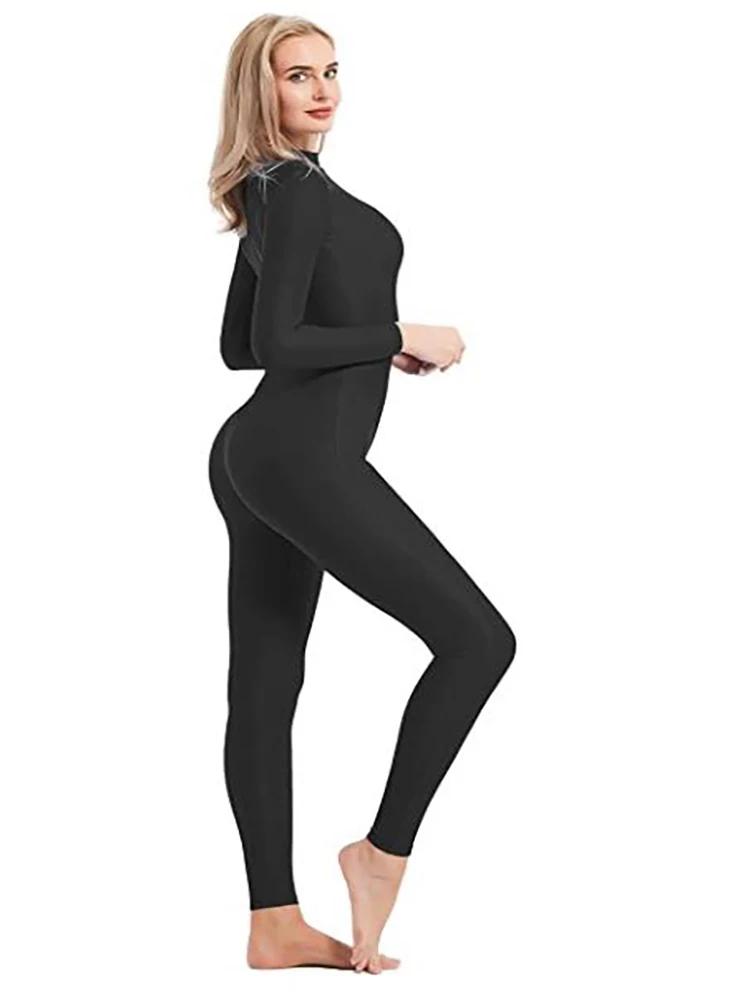 Speerise-Unitard de Yoga à Manches sulfpour Femme, Combinaison de Batterie, Catsuit Unisexe, Col Hau