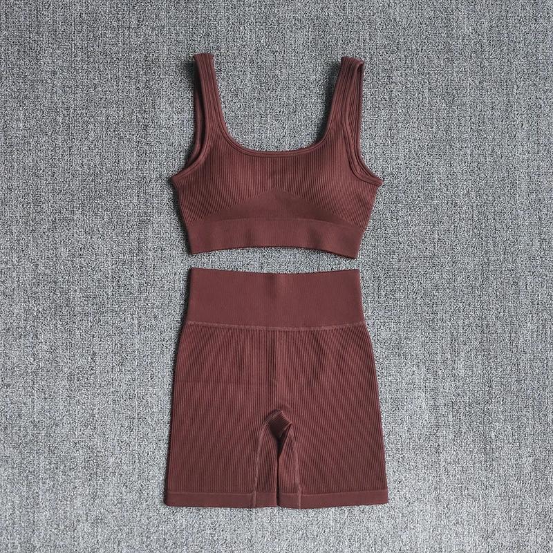 Ensemble yoga WAREBALL 2 pièces pour femmes - Soutien-gorge sans couture et shorts de sport sexy